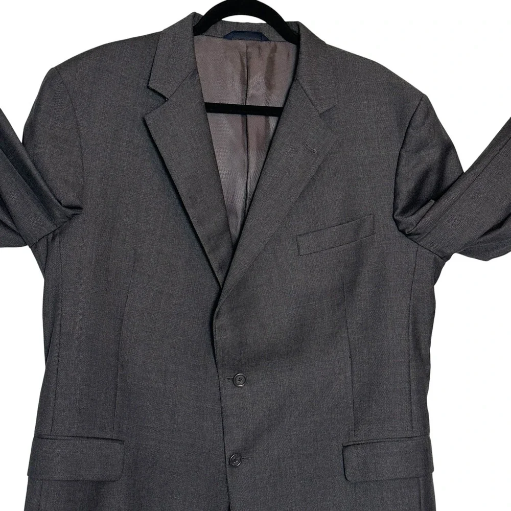 Burberry London Men Blazer XB55 44R‎ Gray Wool Two Button Blue Tone Sport Coat